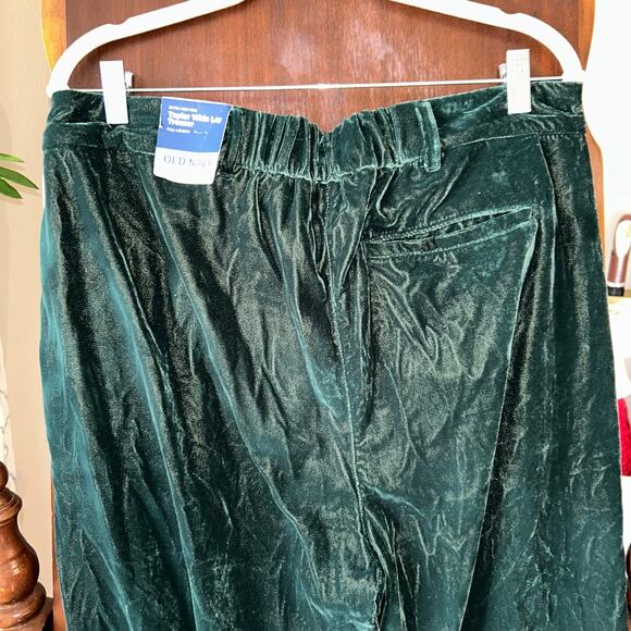 New Old Navy Extra High-Waisted Velvet Taylor Pants wide leg green Large - Picture 10 of 13